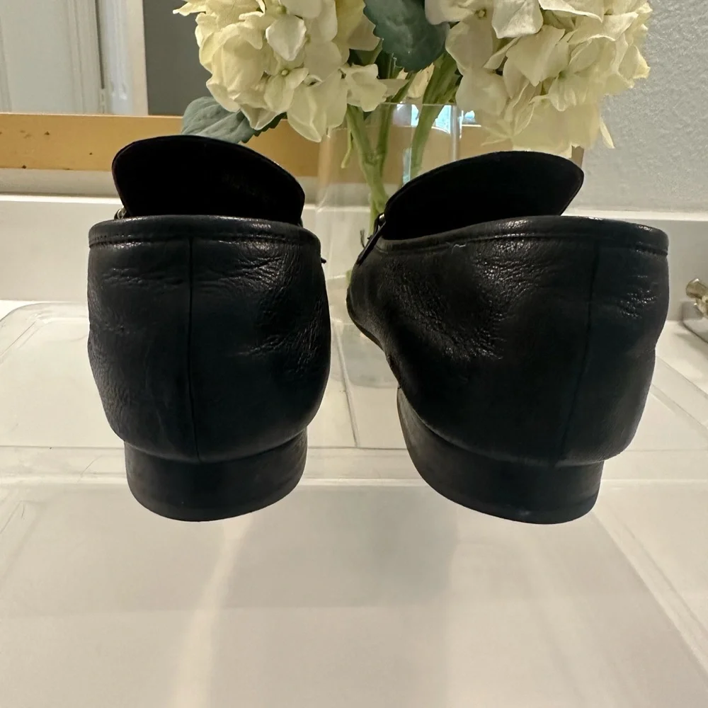 Tory Burch Black Leather Loafers with Gold and Brown Accents - Picture 13 of 15